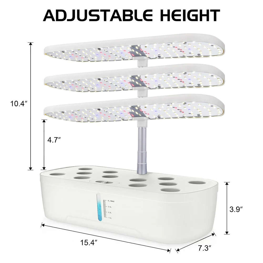 Indoor Hydroponics Sistema Crescente, 12 Pods, Kit de Germinação de Plantas, LED Crescer Luz, Altura Ajustável, Kit Jardim Erva