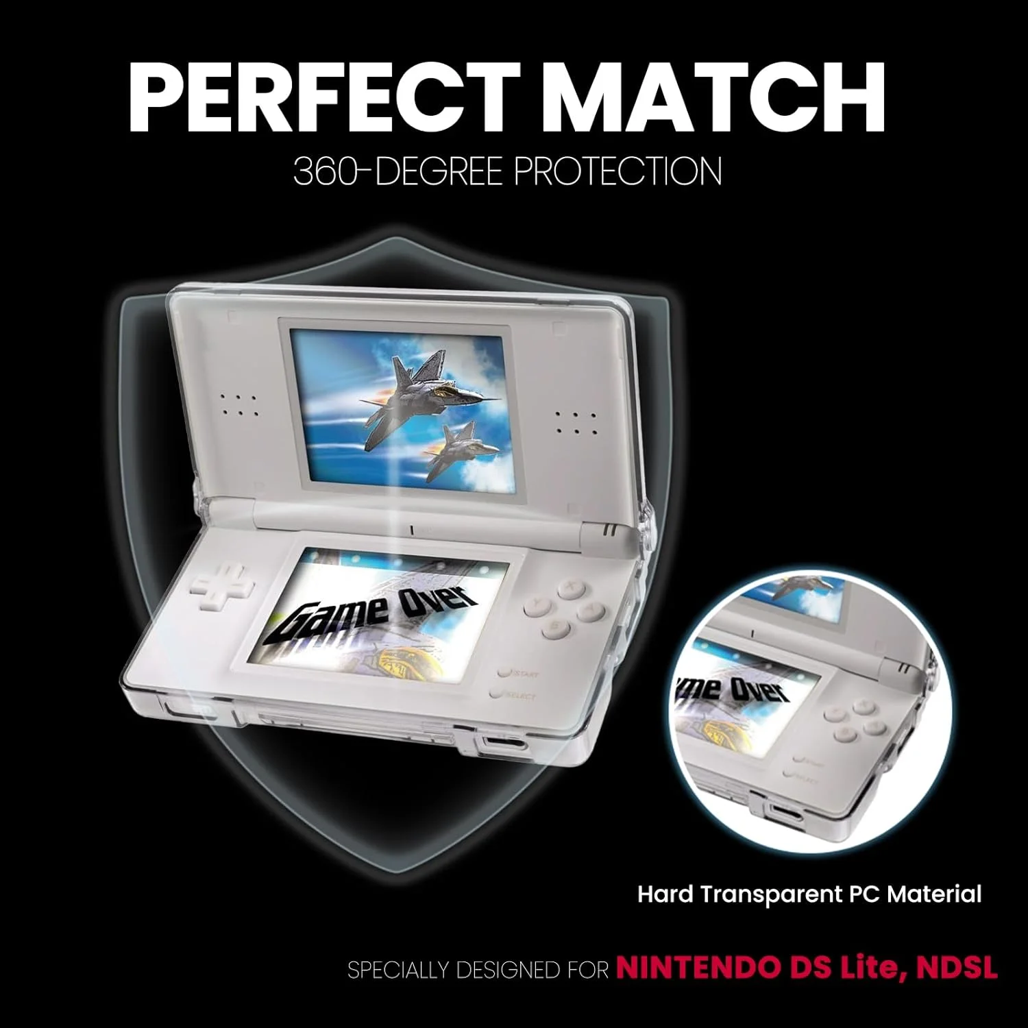 Crystal Hard Protective Case Shockproof Clear Shell for NDS Lite Console Stylus Pen, Anti-scratch Full Protection Game Accessory - view 4