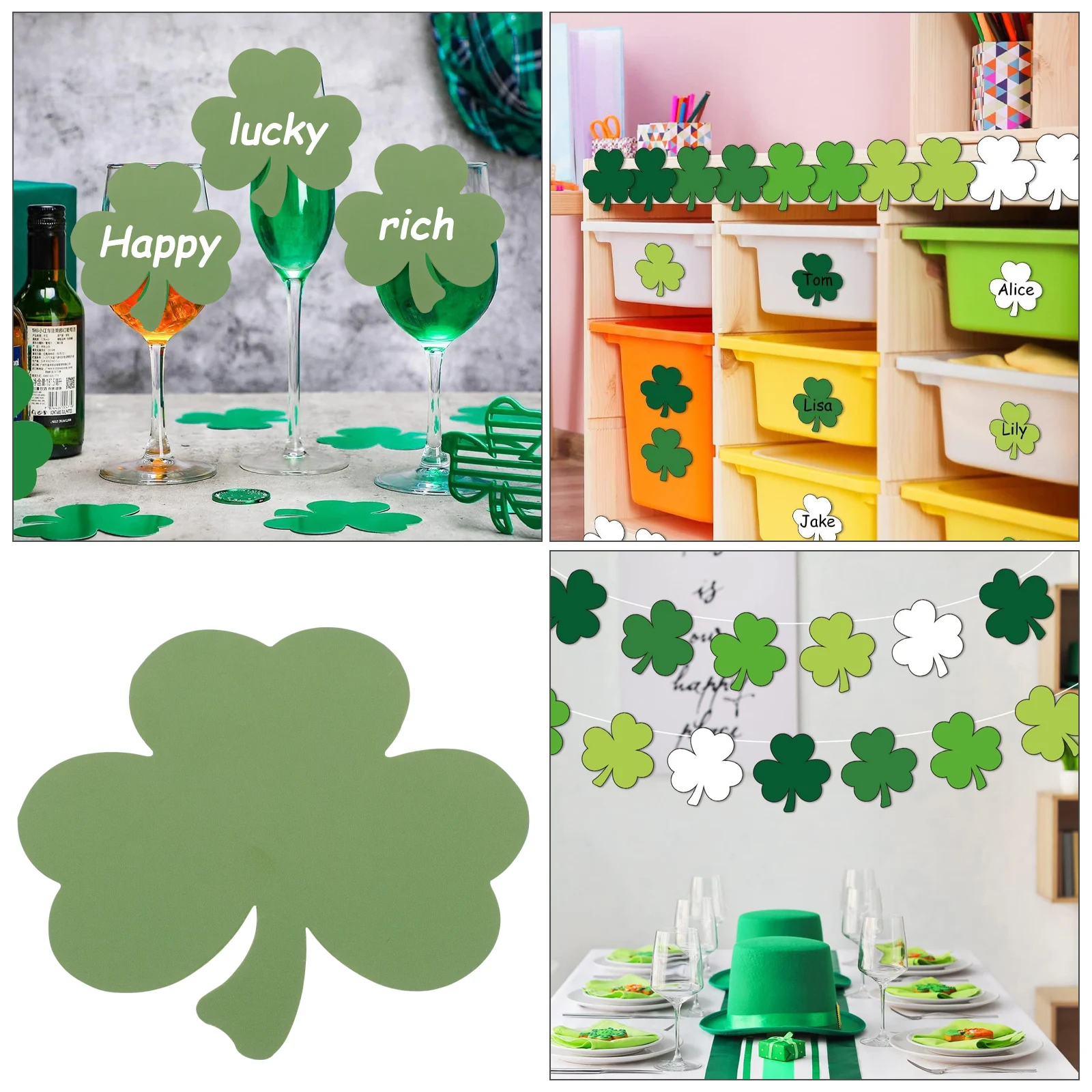 

Clover Card Paper Cutout for Window Decoration Leaf Cutouts Bulletin Board Delicate Colored