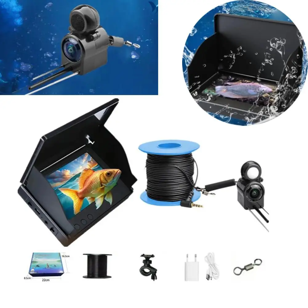 Underwater Fish Depth Finder 4.3 Inch LCD Fish Finder Underwater 220° Fishing Camera With Night Vision Waterproof Fishing Camera