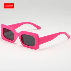 KLASSNU Women Candy Color Retro Sunglasses Large Square Frame Sun Glasses 2026 Trendy Party Eyepiece Anti UV400 Sun Shades