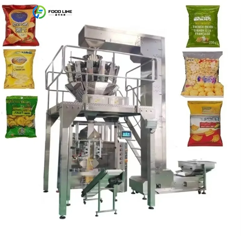 Multi Head High Quality Namkeen Trogen Food Crisps Pork Rinds Nimko Potato Chips Packing Machine with Nitrogen