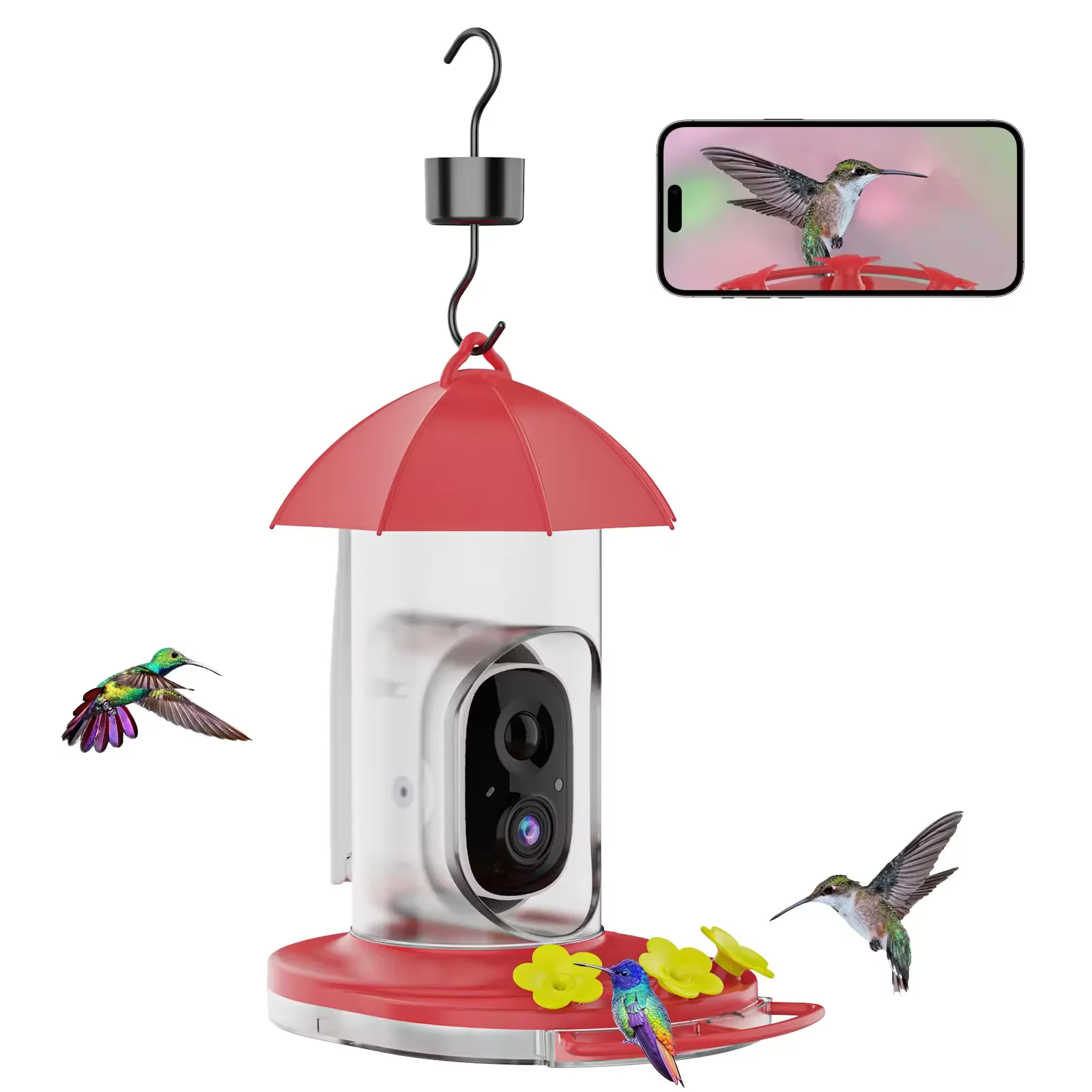 Smart 1080p HD Real Time Bird Camer Feeders Humming AI Smart Outdoor Bird Feeder with Camer