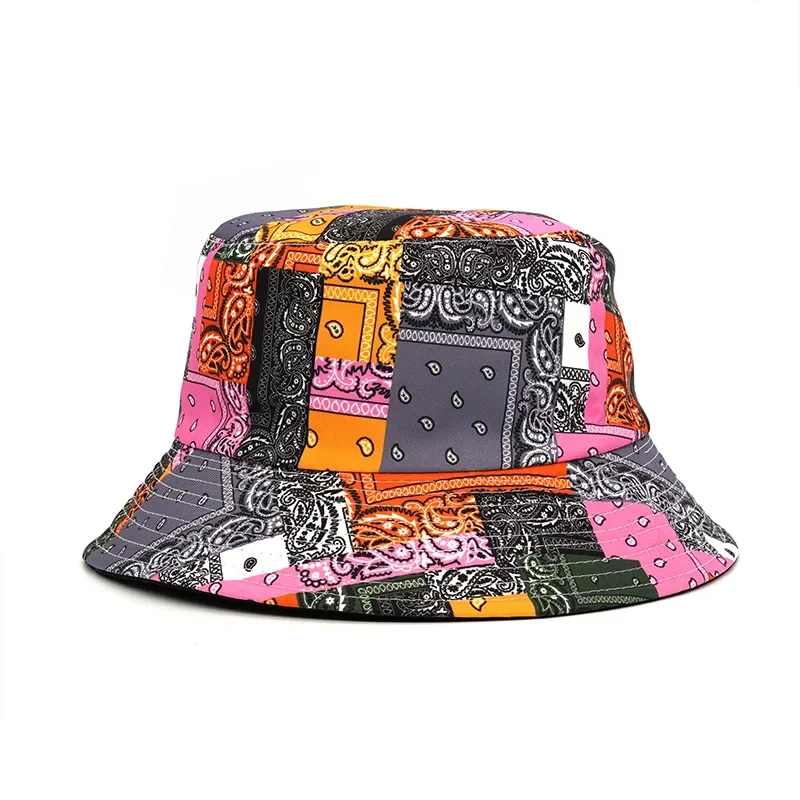 2024 Fashion Summer Paisley Print Fisherman Hat Reversible Harajuku Bucket Hats For Women Men Street Hip Hop Cap Fishing Hat