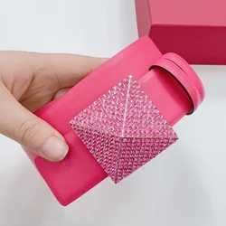 Cinturón con hebilla de diamante de pirámide colorida para mujer, cuero de vaca 4,0, cinturón de doble propósito, accesorios de cintura, faja de vestido a juego para mujer