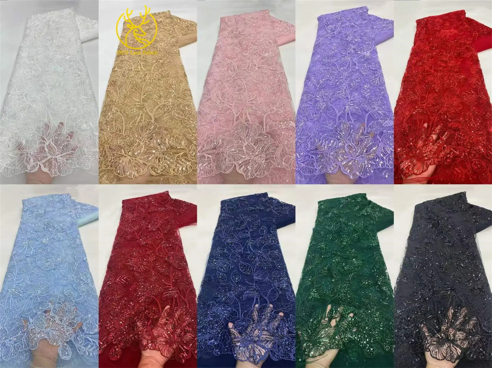 Modische französische Pailletten-Tüll-Stickerei-Spitze 2026 Lila Afrikanische Perlen-Spitze Nigerianische Braut-Hochzeits-Spitze – Detail 22