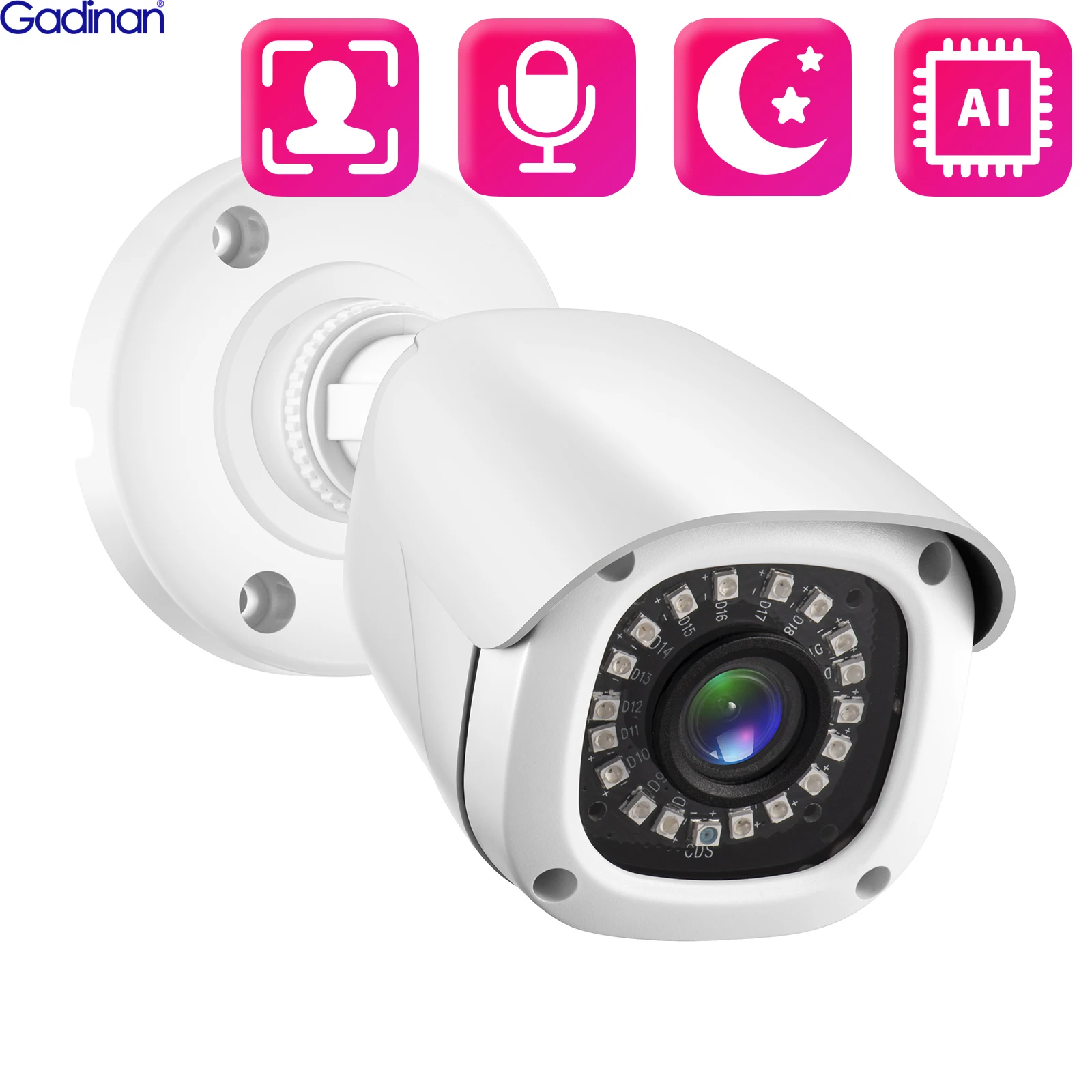 Gadinan Outdoor 4K 8MP IP camera Face Detection Audio CCTV Home Night Vision Motion Detection Security Video Surveillance XMEYE