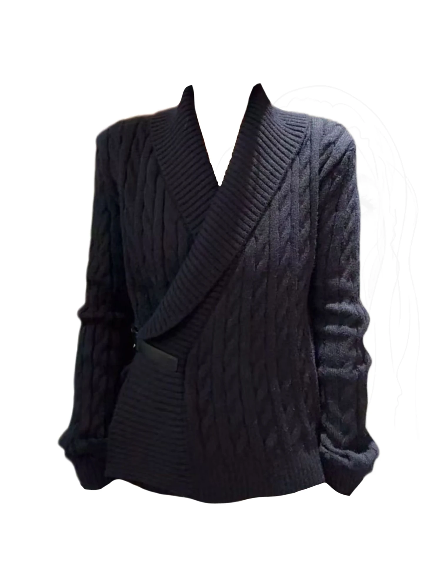 

Women Black Gothic Cardigan Sweater Y2k Vintage 2000s Elegant V-Neck Jumper Knit Long Sleeves Oversize Sweater for Women Winter