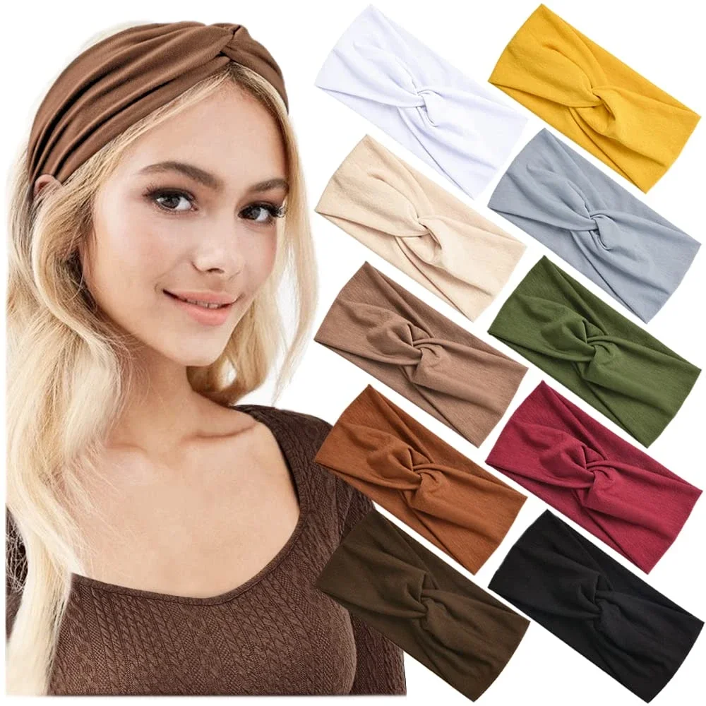 Turban Bandage Bandanas Hair Bands Women Headband Twist Turban Solid Wide Knitted Knotted Yoga Twisted Hairband Accessories