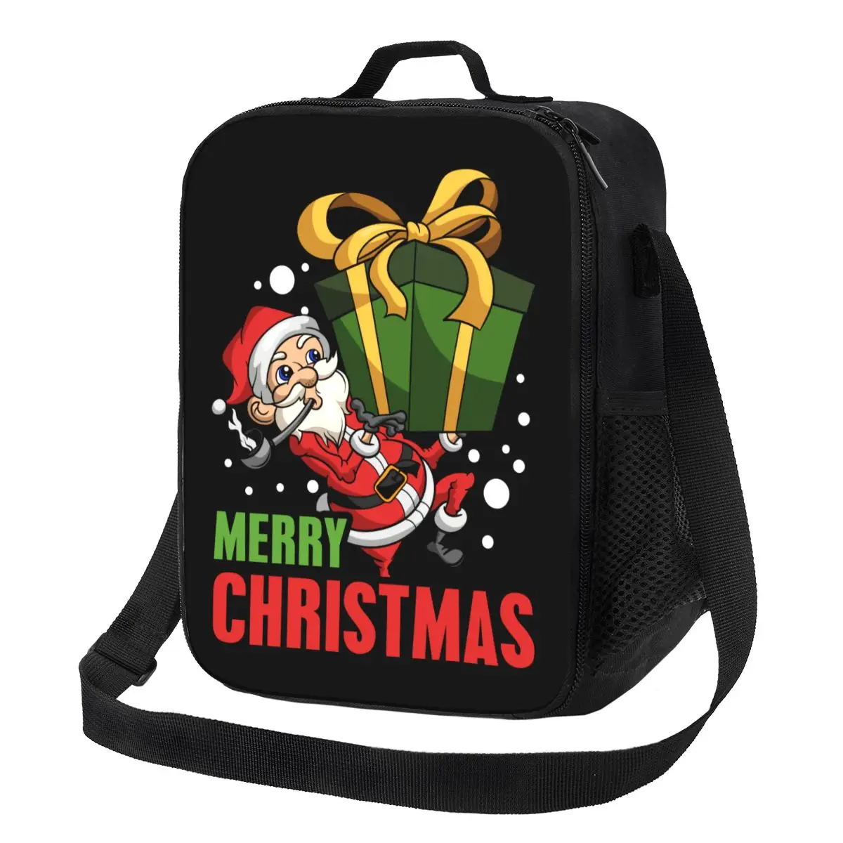 Happy Santa Claus Thermal Lunch Bag Frohe Weihnachten festliche Weihnachten wieder verwendbare Lunch-Tasche für Outdoor-Camping Reisen Bento Food Box