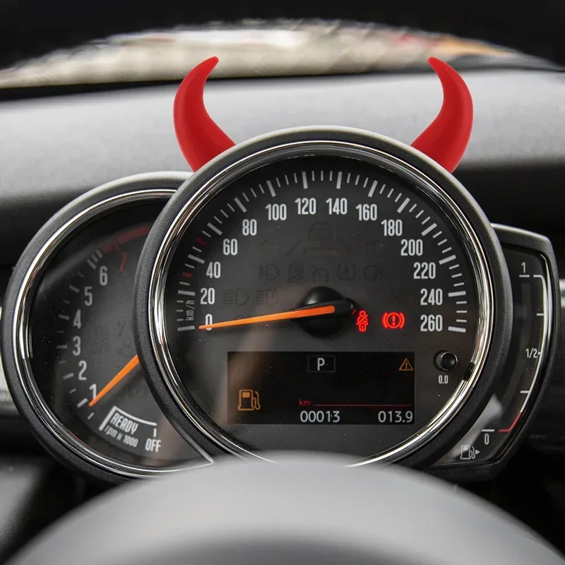 2pcs Mini Cooper Accessories Devil Antlers Shaped Steering Wheel Sticker Car Interior Control Tachometer Decorative Sticker