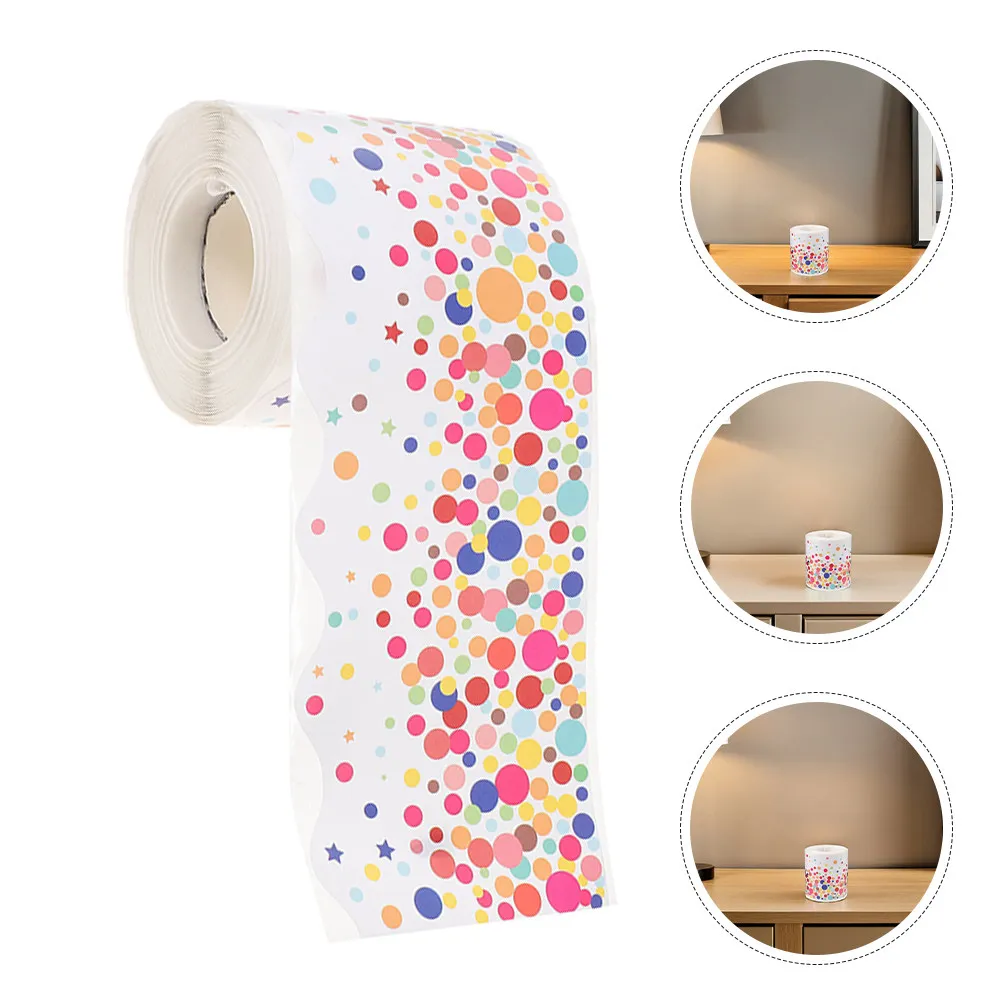 

2 рулона, 65,6 футов, наклейки с волнистым краем, надежный клей, точечный дизайн, декоративная отделка для доски объявлений, для класса, офиса, дома