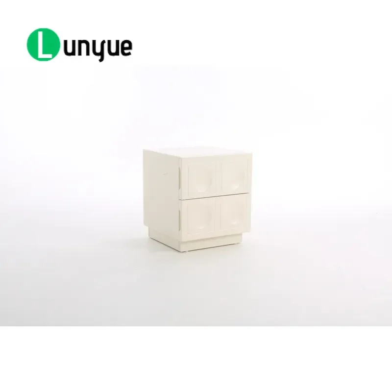 Modern Bedside Table with 2 Drawers Durable E1 Fiberboard Painted Finish Hidden Seat Cushion Storage Nightstand for Bedroom