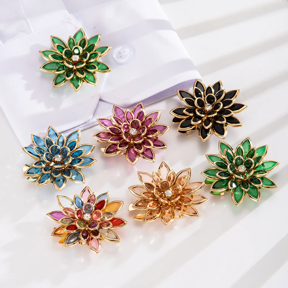 A Pair Colorful Marquise Flower Shirt Buttons for Women DIY Craft Collar Cuff  Buttons Floral Sewing Accessories