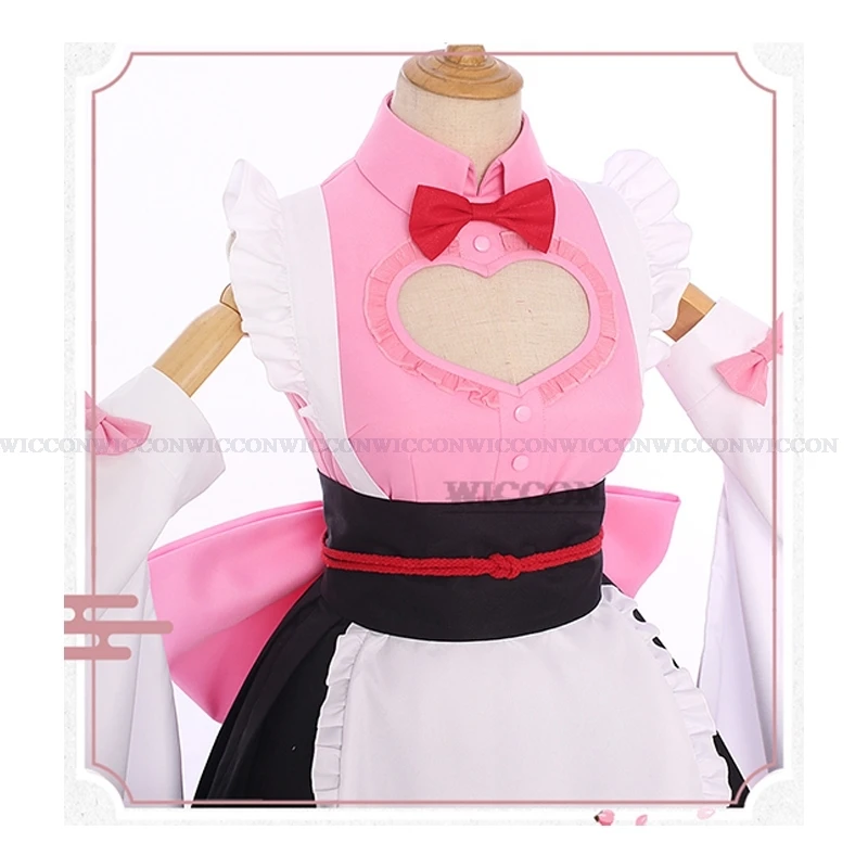 Costume Wig Anime Kanroji Mitsuri Cosplay Kimono Comic Halloween Party Japanese Cosplay Costume For Women Kids Sakura Pink Wig