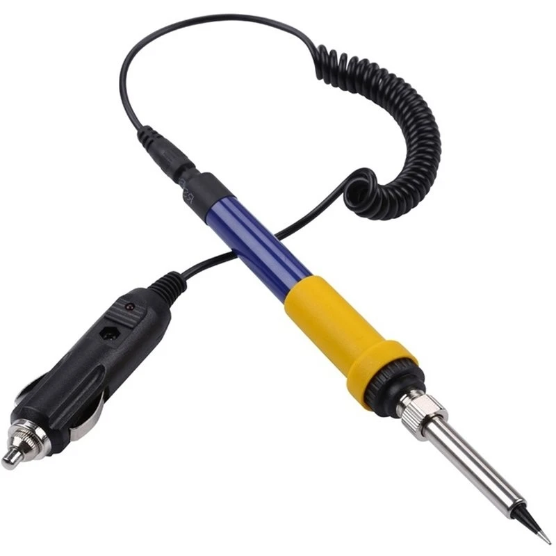 T21C Car Battery Compatible 12V Portable Soldering Iron 60W Low-Voltage Welding Tool For Electronic Repair Workbench Rework