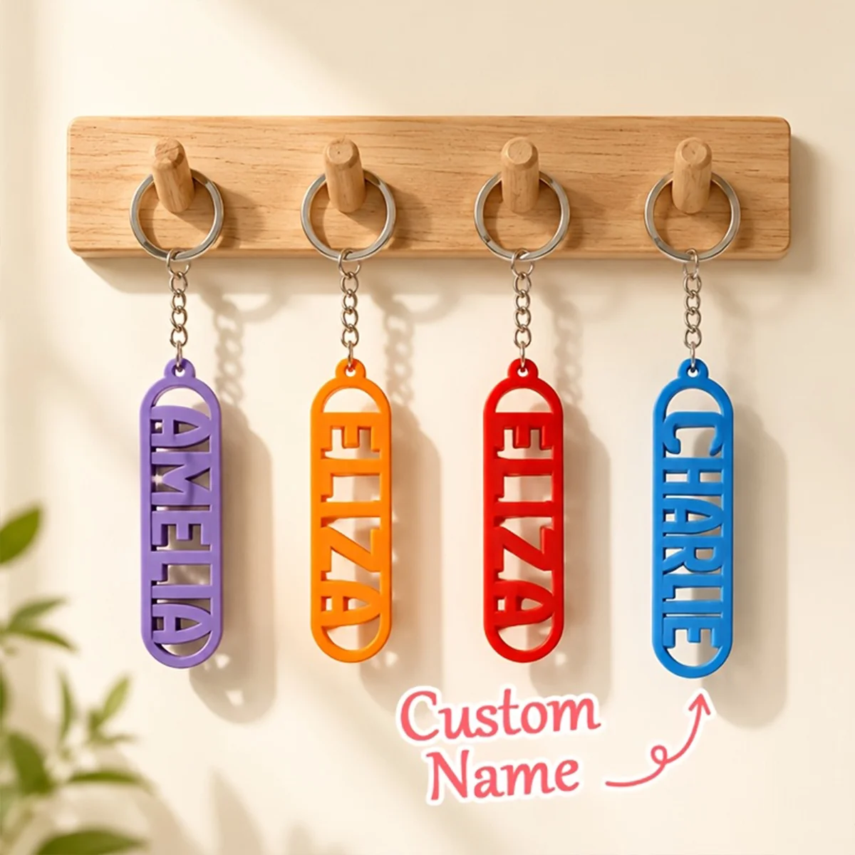 Custom Oval Hollow Name Keychain, Retro Font Tag, Multi-color Luggage Bag Birthday Gift