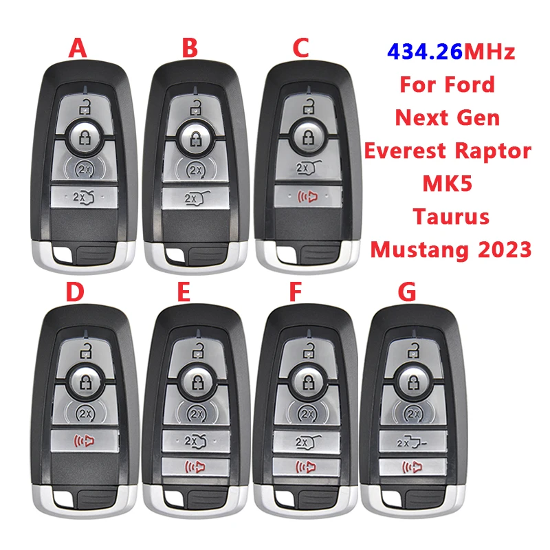 

AK018098 434.26MHz Aftermarket Smart Key For Ford Next Gen Everest Raptor MK5 Taurus Mustang 2023 HITAG PRO 49 Chip Keyless Go