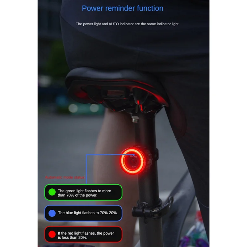 TWOOC Bicycle Intelligent Brake Taillight Cob Large Aperture Seat Post Cushion Taillight Bike Intelligent Brake Taillight