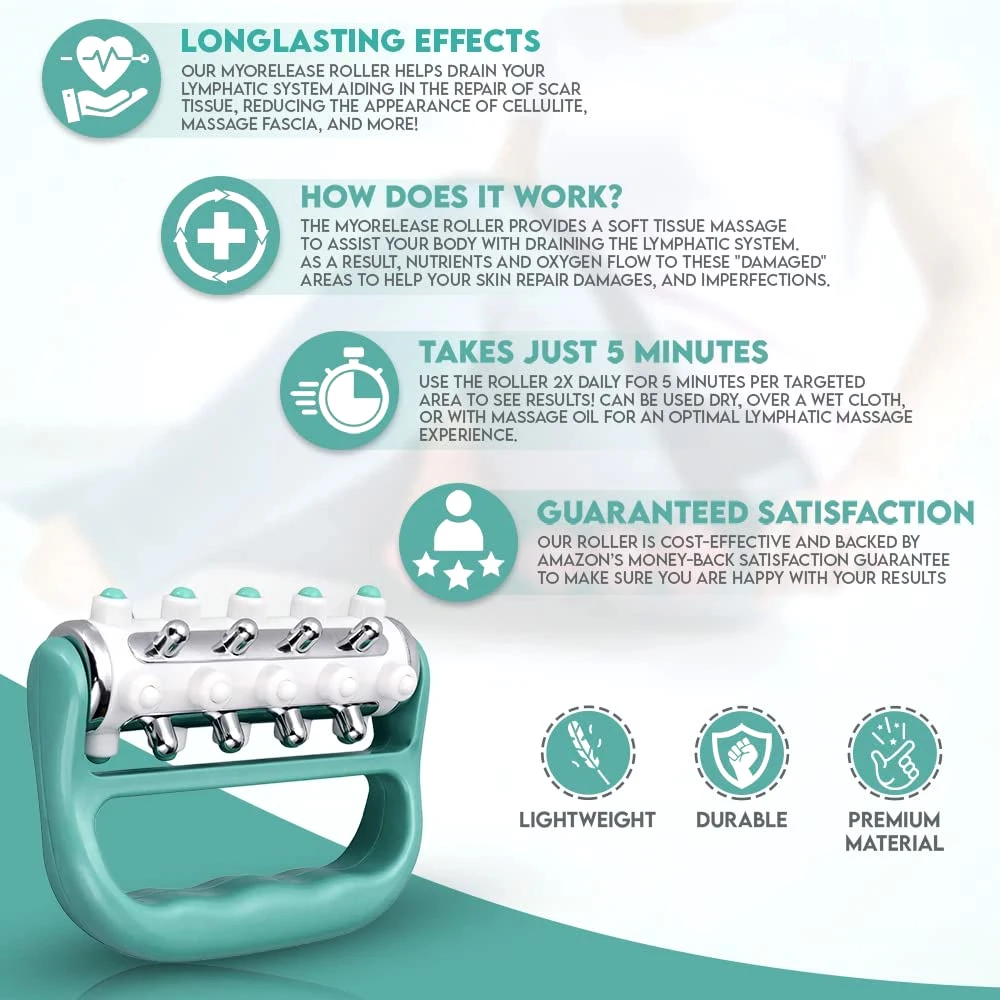 1 قطعة مدلك التصريف اللمفاوي الإصدار ، أداة تدليك الأنسجة النهائية لإطلاق اللفافة والندبات ، تدليك شخصي محمول باليد