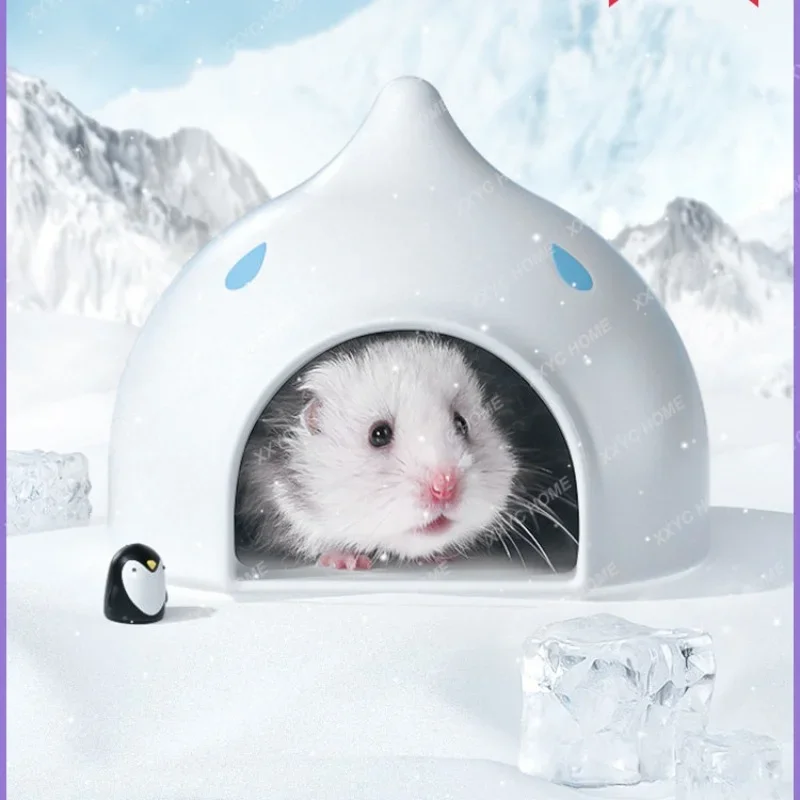 

Hamster Nest Water Drop Ceramic Sleeping Nest Cooling House Small Igloo Rabbit Summer Supplies