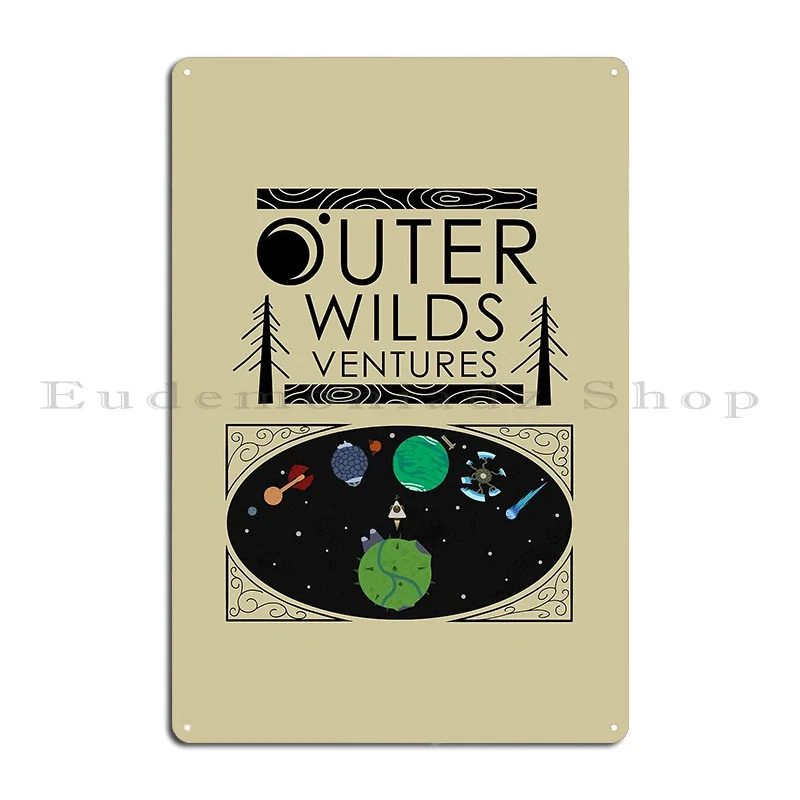 Outer Wilds Ventures Handbook Metal Sign Cinema Wall Decor Vintage Print Plaques Tin Sign Poster