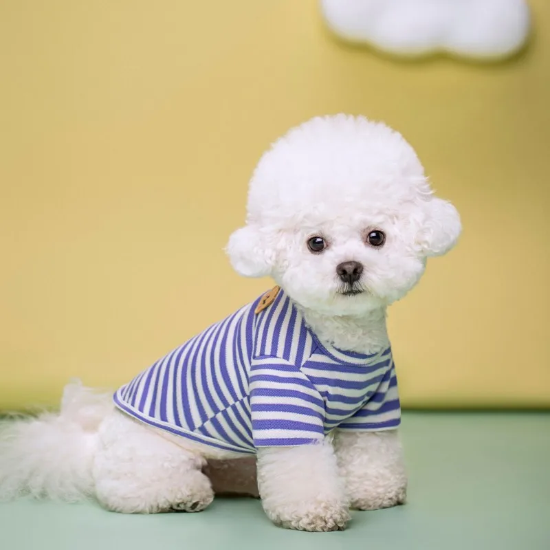 Bärendruck gestreifter Hund Sommerweste Hundekleidung Welpen T-Shirt Baumwolle Mädchen Hundekostüm Chihuahua Bichon Frise Kleidung Hundebekleidung – Detail 12