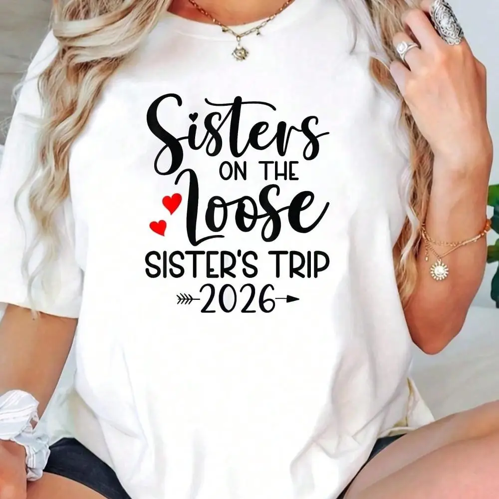 Sisters Trip 2026 Womens Weekend Cruise Vacation Matching T-Shirt - Soft 100% Cotton, Breathable, Casual Short Sleeve Top For Spring Summer For T