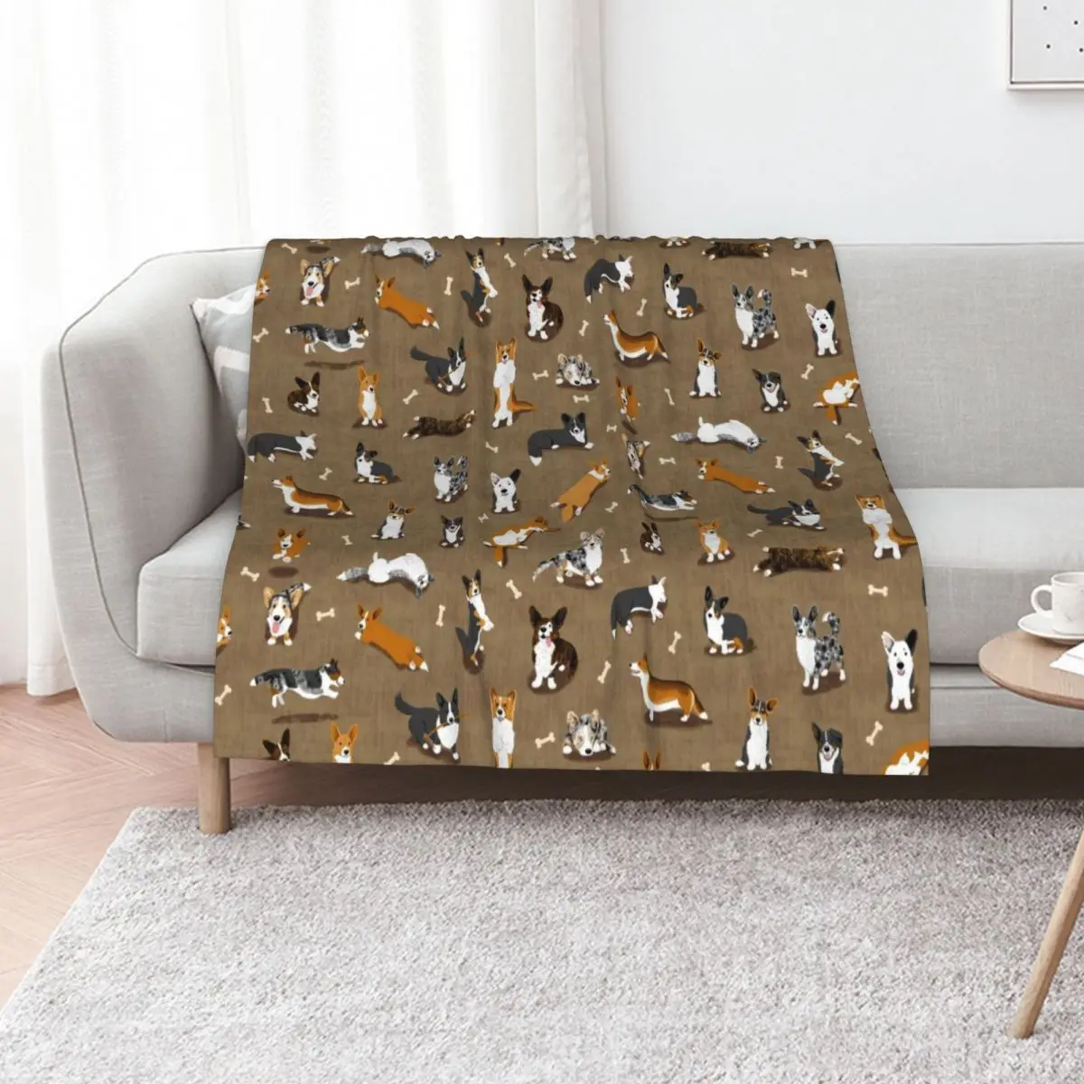 Cardigan Corgi Pattern on Brown Throw Blanket Luxury Vintage Plaid Kid'S Beautifuls Blankets
