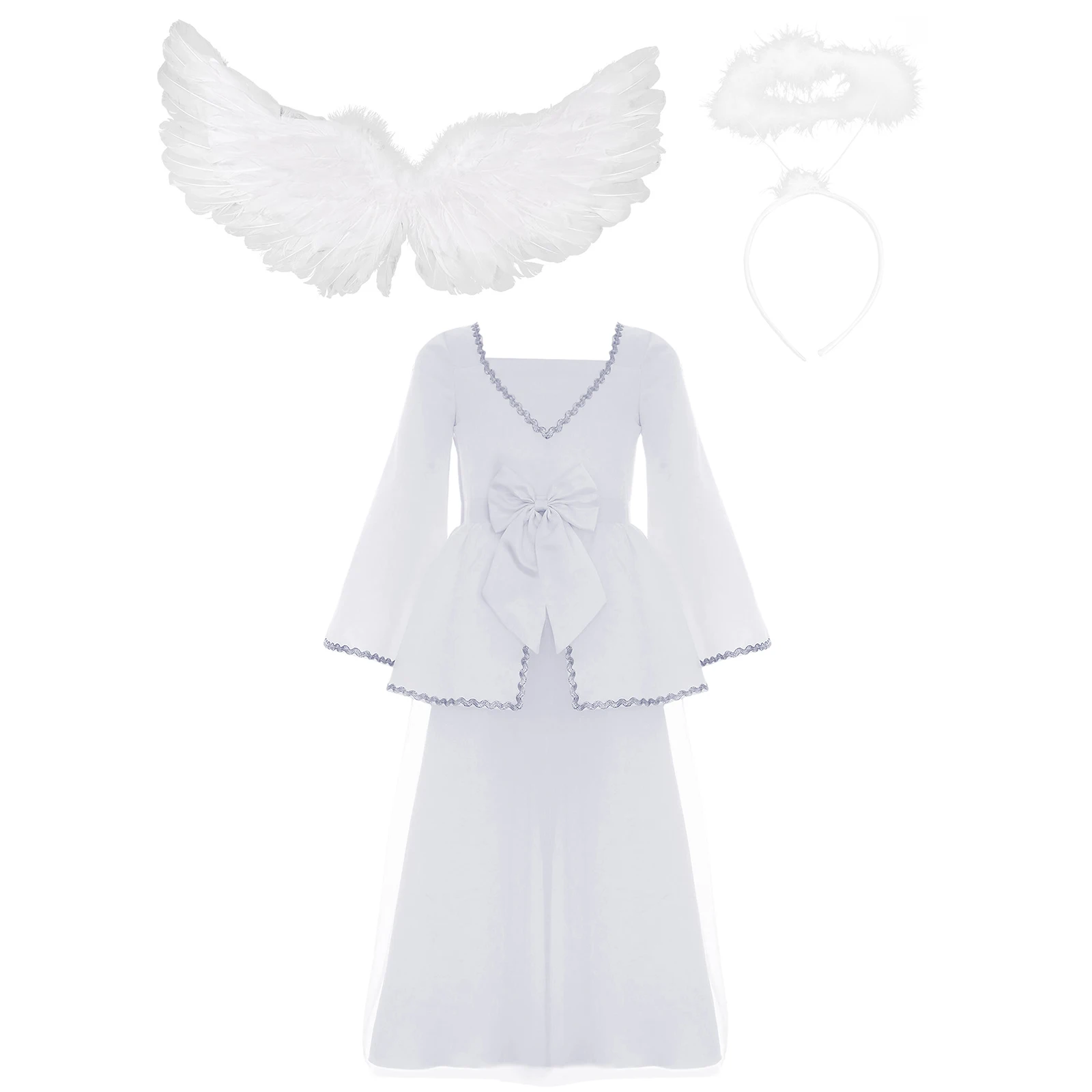 Disfraz de Ángel para niña, traje de princesa para Halloween, bautizo, comunión, bautizo, baile, juego de rol, fiesta, Cosplay