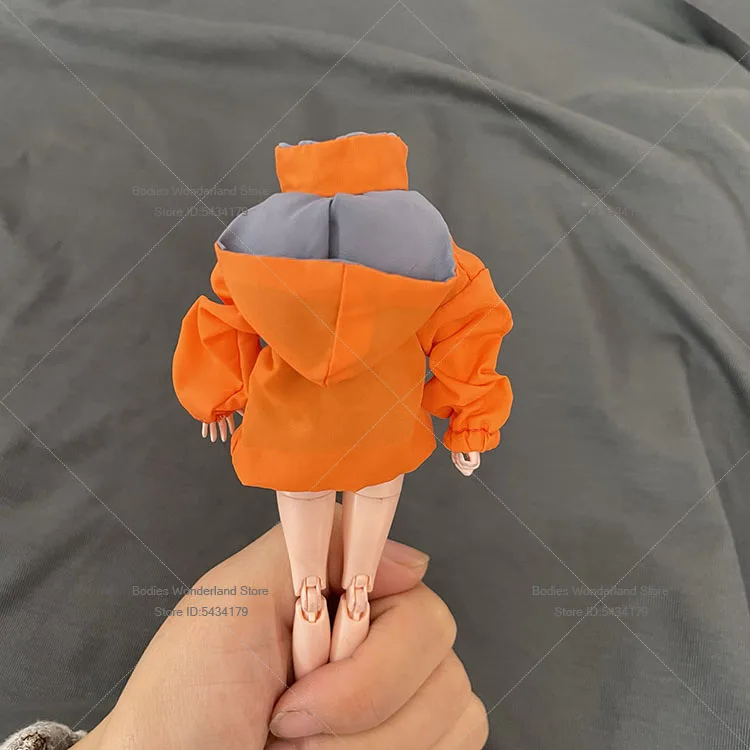 

In Stock 1/12 Scale Female Soldier Hooded Casual Loose Stand Up Collar Zipper Jacket Model Clothes For 6'' Mobile Suit Girl Doll