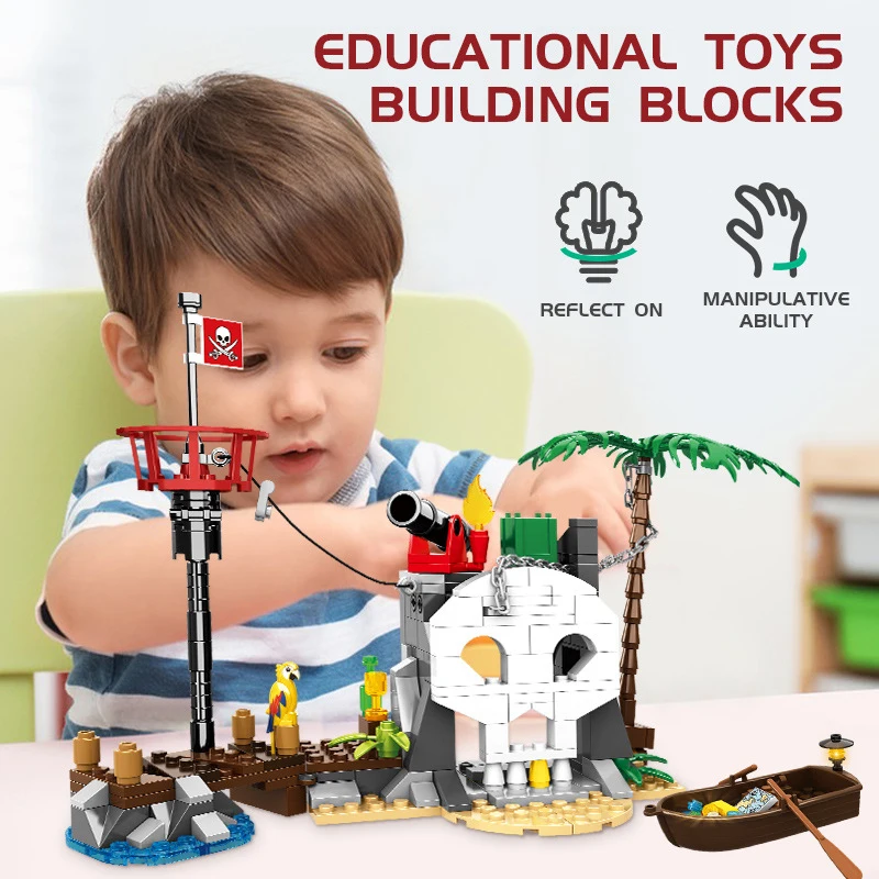 

232PCS Ship Sailboat & Castle Building Blocks, Small Particle Assembly Toy, Desktop Decor Model Kids
