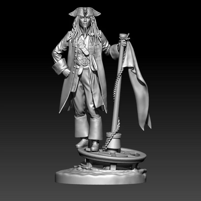 

1/24 75mm 1/18 100mm Resin Model Kits Pirate Captain Figure Sculpture Unpainted No Color RW-670