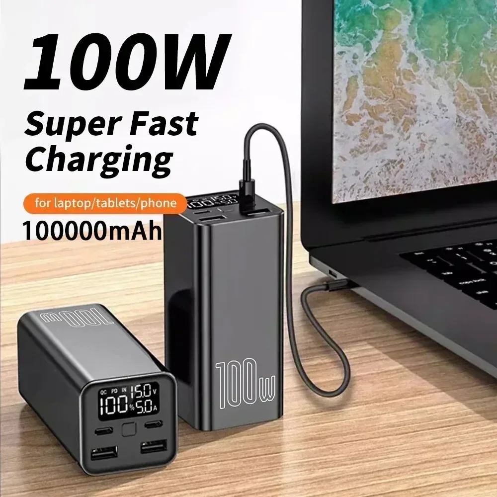 Compact and High-power 100W Laptop Power Bank 100000 Milliampere Compatible Bidirectional Super FastCharging Mobile Power Supply