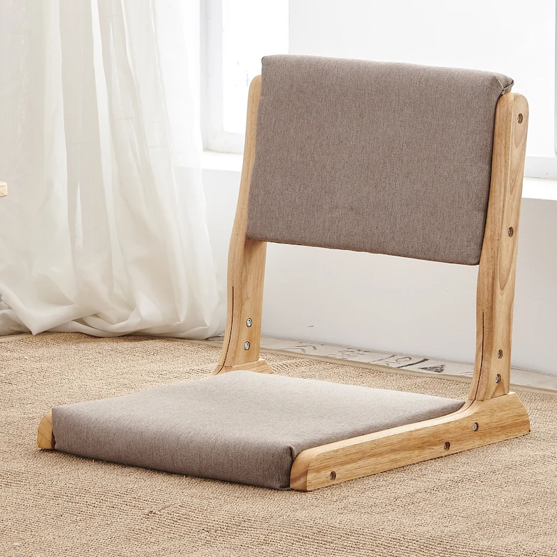 Foldable Meditation Floor Chair with Back Support Portable Japanese Style Tatami Furniture Legless Zaisu Chair for Bay Window