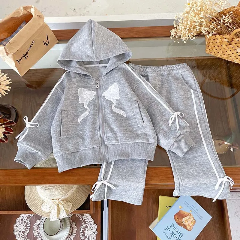 

In-stock Girls' Outfit2025Autumn New Bowknot Fashionable Stylish Casual Outfit Set