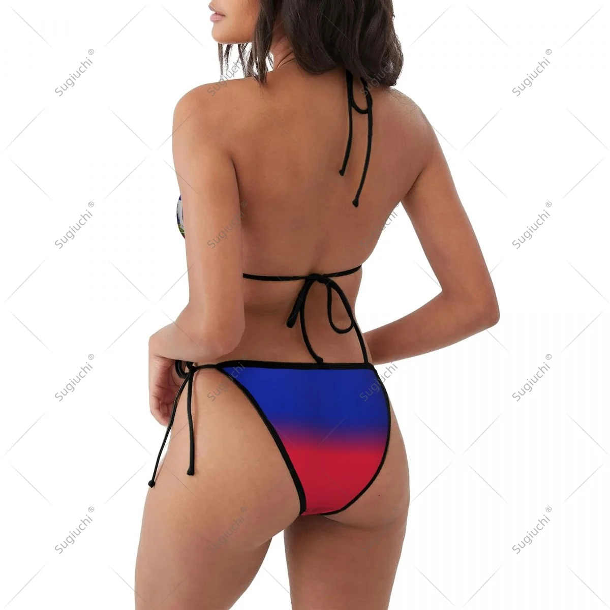 Women Girls Bikini Haiti Flag Swimsuit Sets Three Point Beachwear Swimming Bathing Beach Party Suits Sexy Mujer