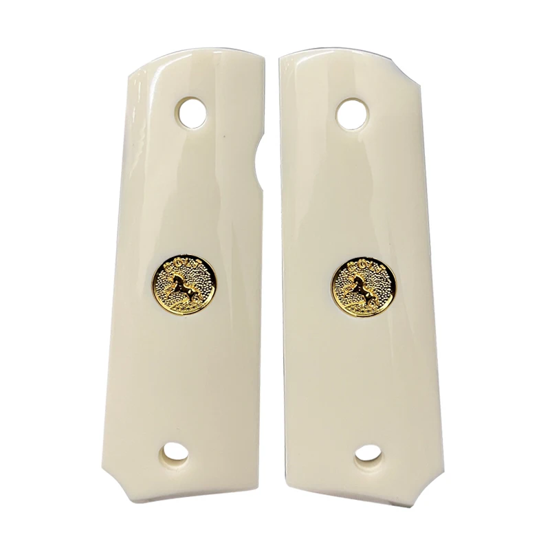 CTG Colt 1911 Grips Boned Ivory gold horse medallion Full Size 1911 Government