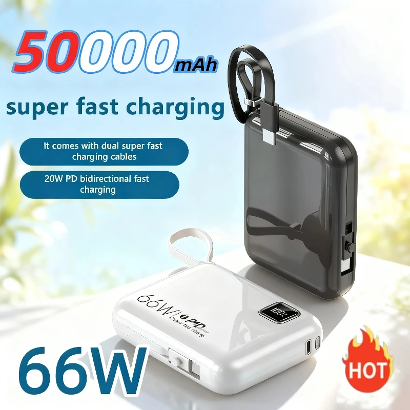 

66W Super Fast Charging Power Bank 50000mAh Mini Power bank Spare Battery for iPhone For Samsung Portable Charger New