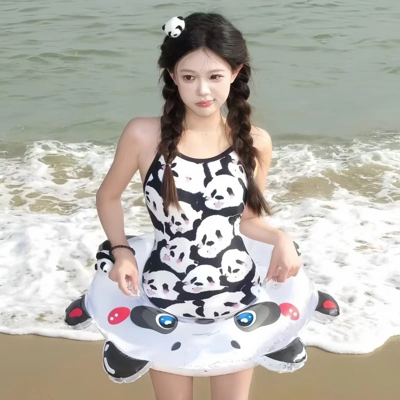 

Cute Cartoon Panda Loli Speed Training Swimsuit Women's One-Piece Competition Swimwear Durable Nylon Quick Dry Fixed Bust Pad