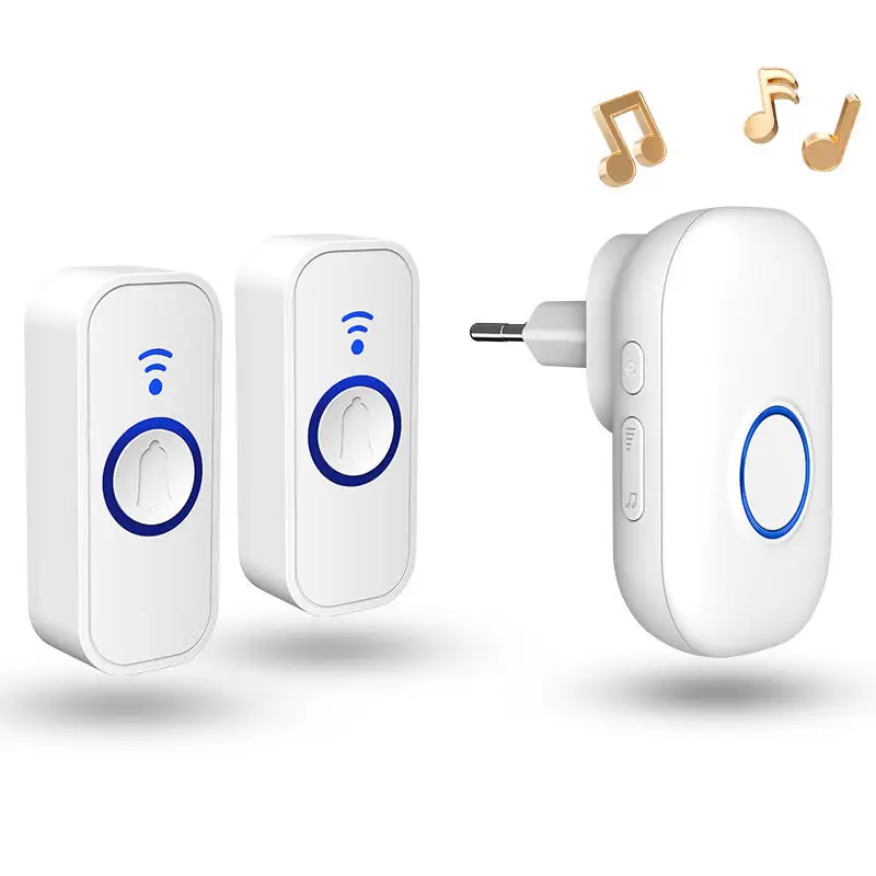 HOT IP44 Waterproof 200m Long Range EU UK US Plug 32 Ringtones Battery Outdoor Wireless Doorbell for Apartment Interior Chime