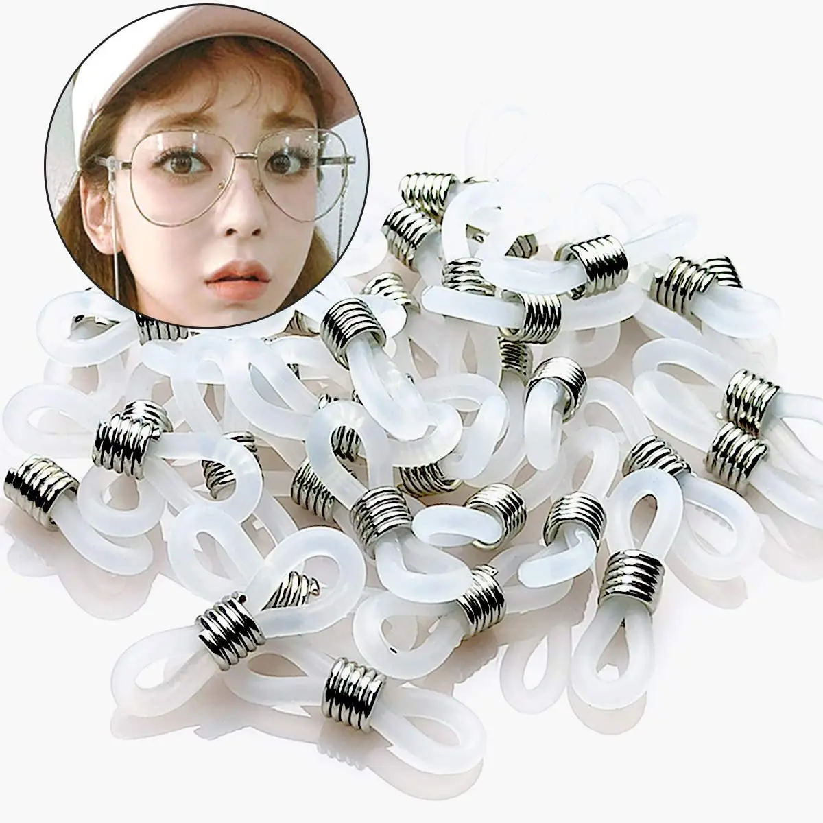 20pcs Adjustable Spring Rubber Ends for Eyeglass Chains