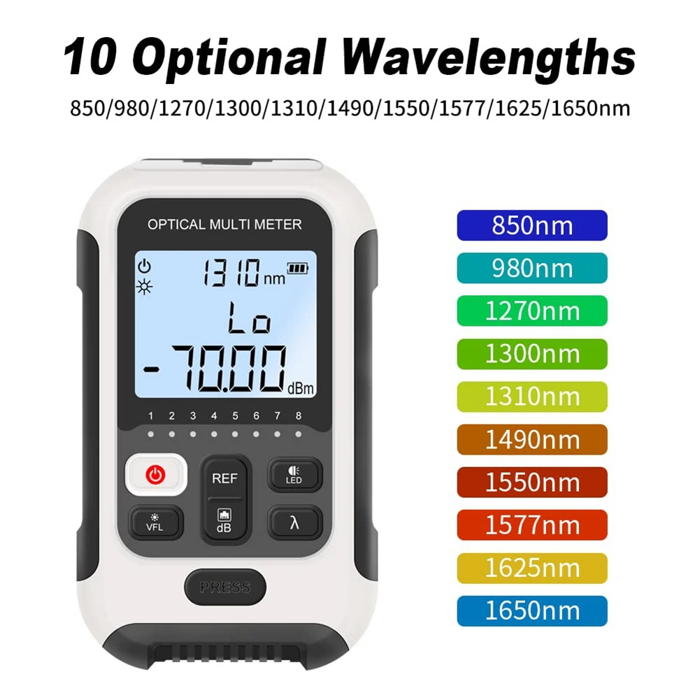 Optical Power Meter+Visual Fault Locator 15Mw and RJ45 Cable Tracker Powered 3In1 Fiber Optic Light Tester+OPM VFL RJ45
