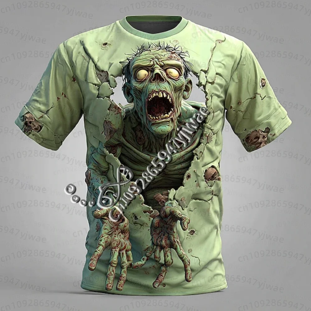 Horror Zombie 3D Printed Halloween Visual Illusion Men's T-Shirt Outdoor Street Role-Play Children's Casual name  tag t-shirt