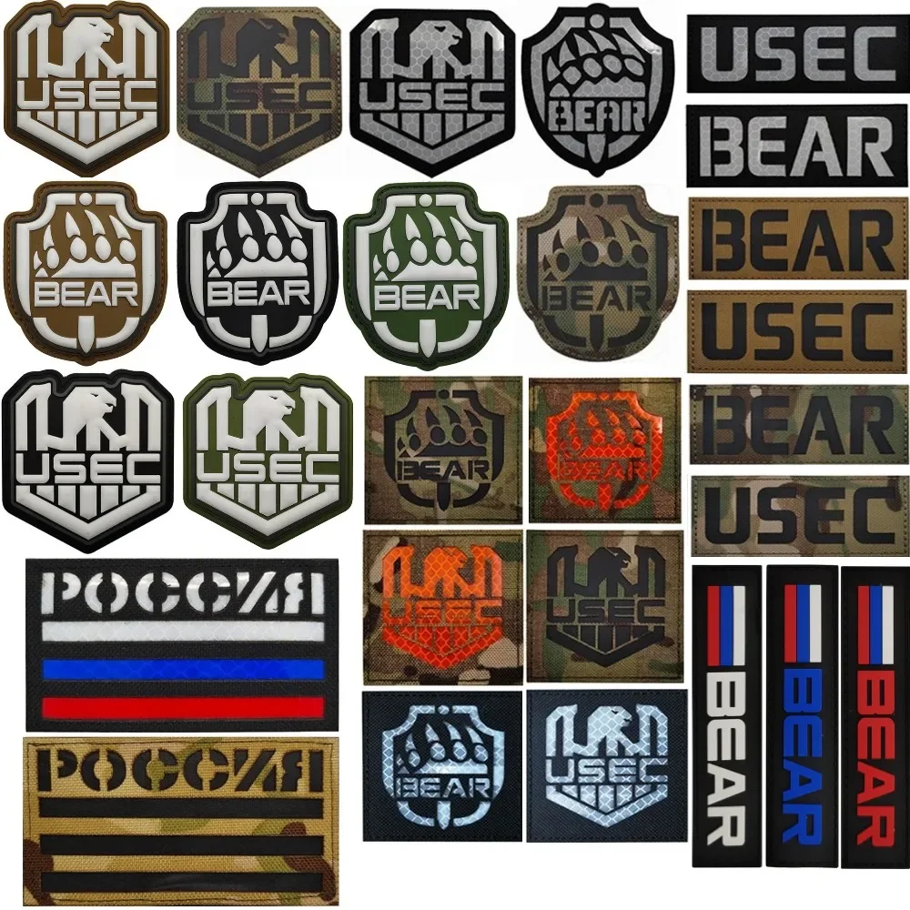 

Bear Claw Reflection Patches for Clothing Luminous Russian Tactical Badges on Backpack Hook & Loop Armband Military Applique