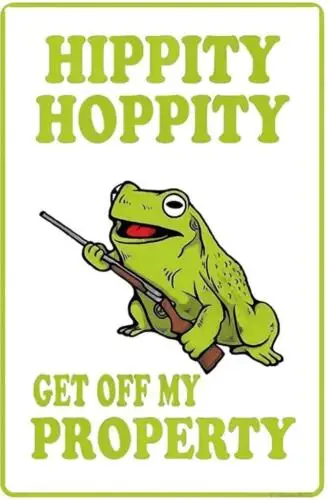 Metal Sign Plate Warn Beware Off Property Hippity Hoppity Frog Wall Decal Gun