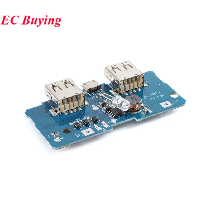 18650 5V 2A Power Bank Charger Module Charging Circuit Board Step Up Boost Power Supply Module 2A Dual USB Output 1A Input