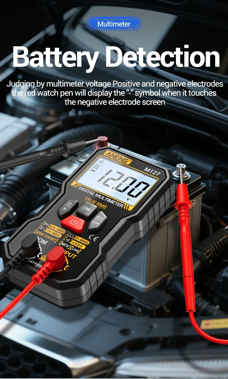 Tragbarer Mini-Multimeter-Tester ANENG M127 400 V AC/DC-Spannungswiderstand NCV-Erkennung 40 Mohm Ohmmeter Null-Feuer-Detektor-Werkzeuge – Detail 6