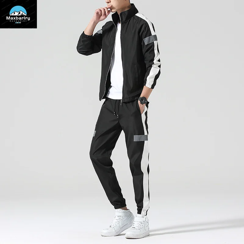 2Pcs Men Tracksuit Hoodie Tops Joggers Pants Tracksuit Set Male Running Jogging Sportswear Hooded Pants Mens Sweat Suit Workout