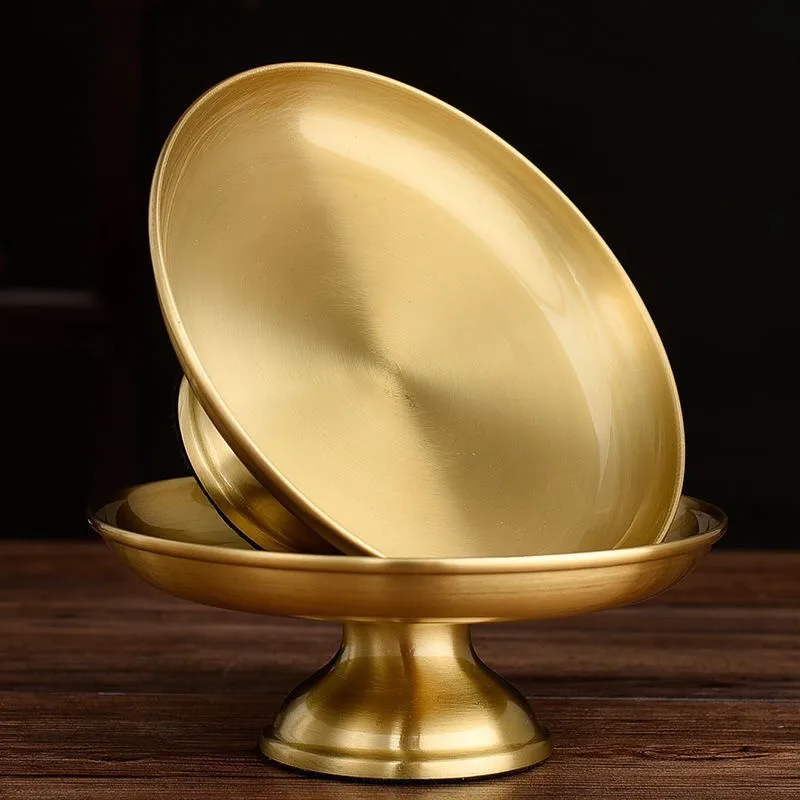 

Медная миска для полировки буддизма, тарелка с фруктами, благоприятная тарелка 17,5 см, тибетская тарелка для еды, поднос, алтарь, настольная домашняя декоративная тарелка